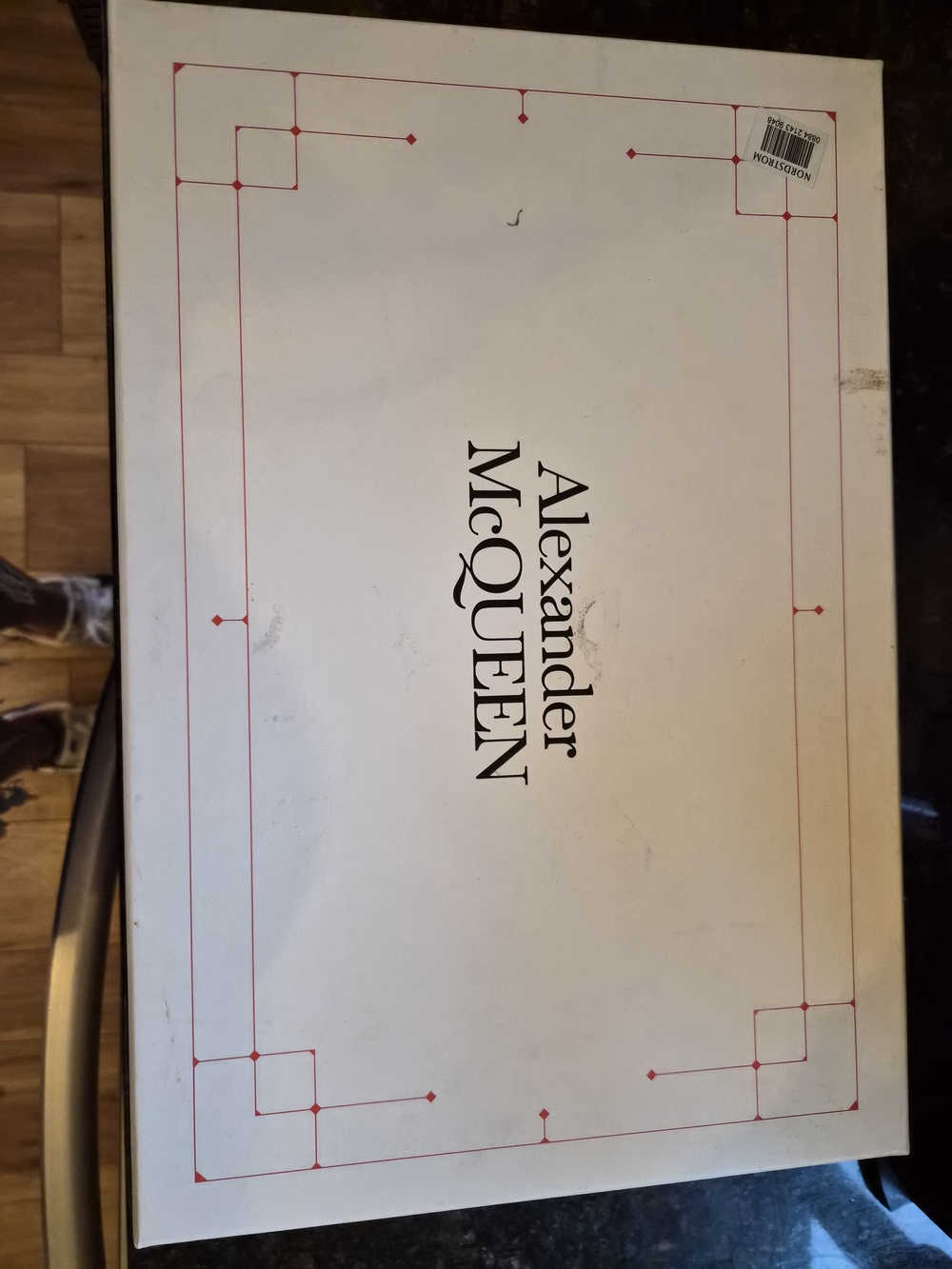 Alexander McQUEEN White Shoe Box with Red Trim